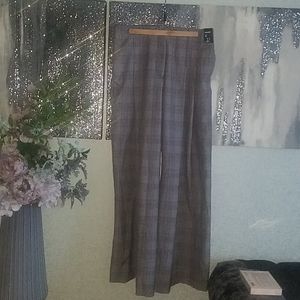 Plaid wide leg pant